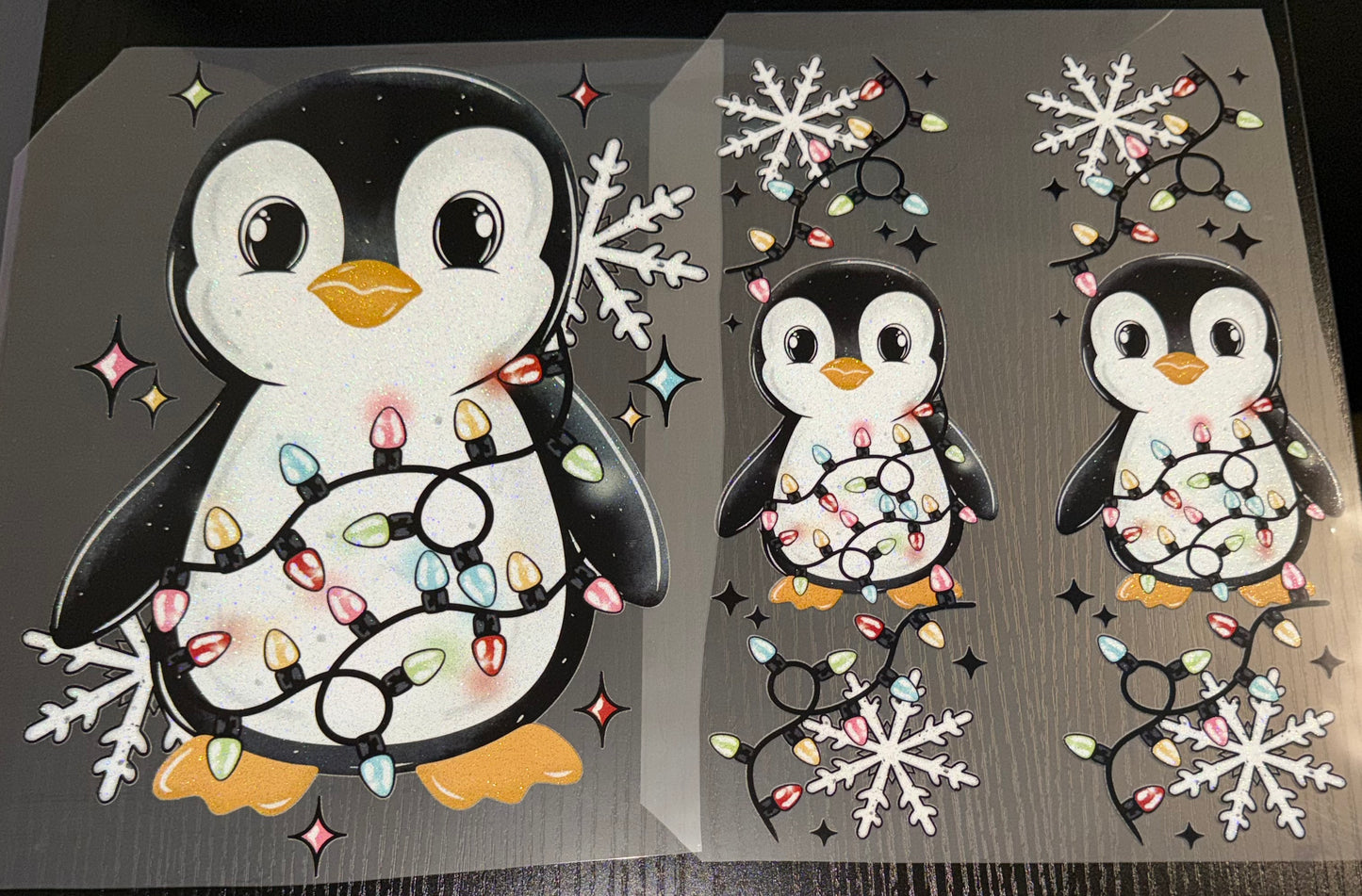 Penguin Lights with Sleeve Set Glitter Screen Print