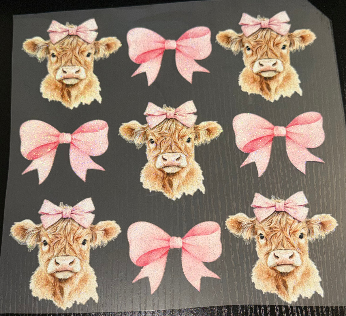 Cows and Bows Glitter Screen Print