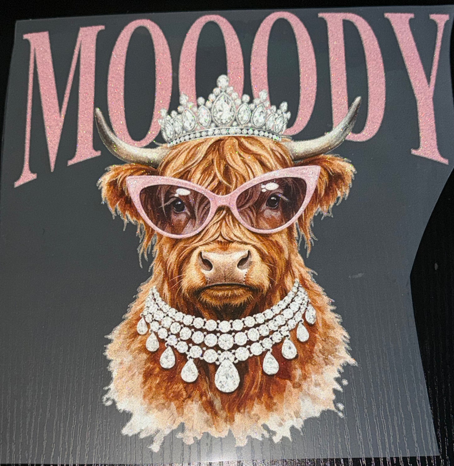 Mooody Cow Glitter Screen Print