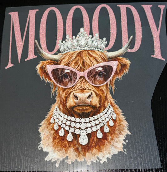 Mooody Cow Glitter Screen Print