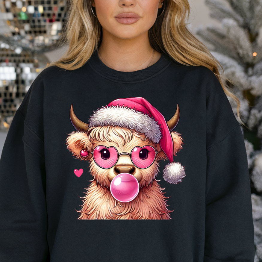 Pink Bubblegum Christmas Cow
