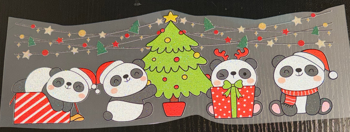 Christmas Pandas Glitter Screen Print