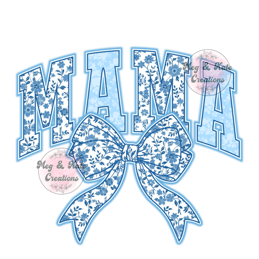 Mama Blue Bow DTF TRANSFER