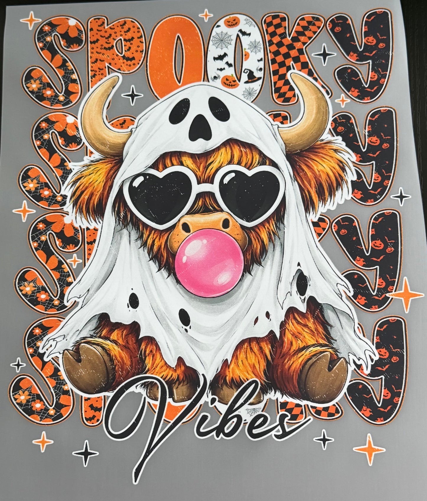 Spooky Vibes Cow DTF Transfer