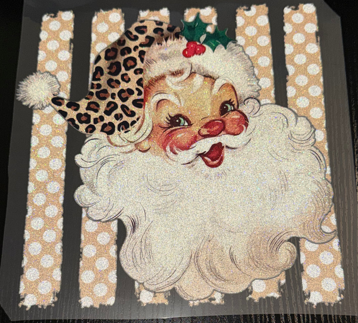 Polka Dot Santa Glitter Screen Print