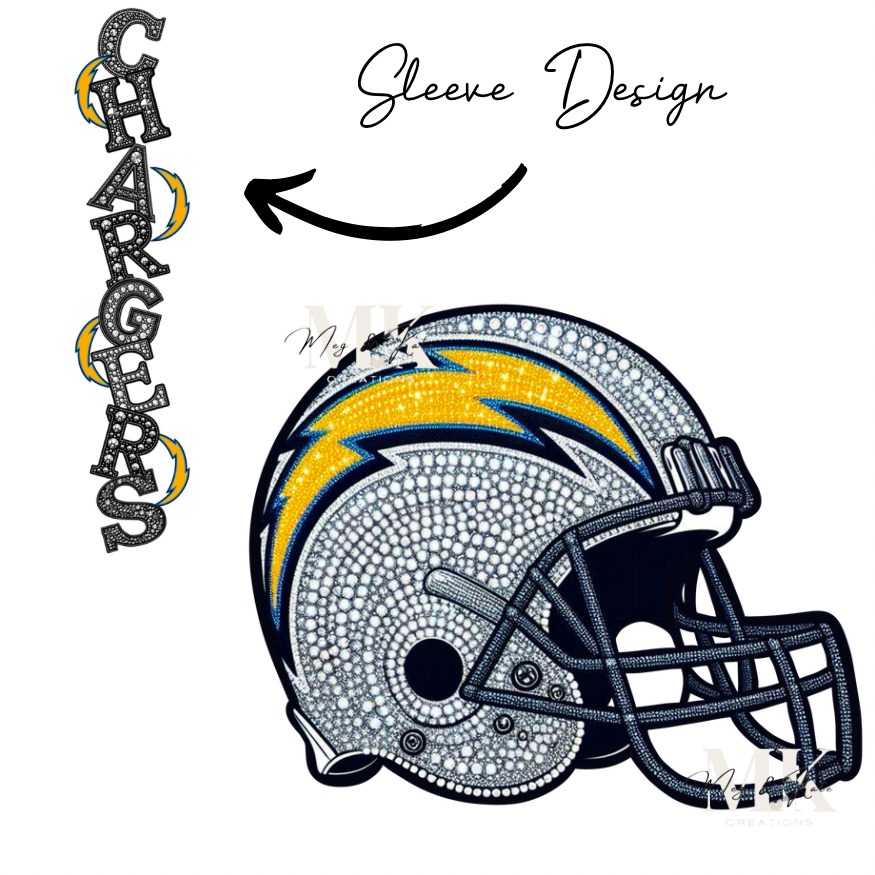 Chargers rhinestone w/ sleeve  DTF TRANSFER