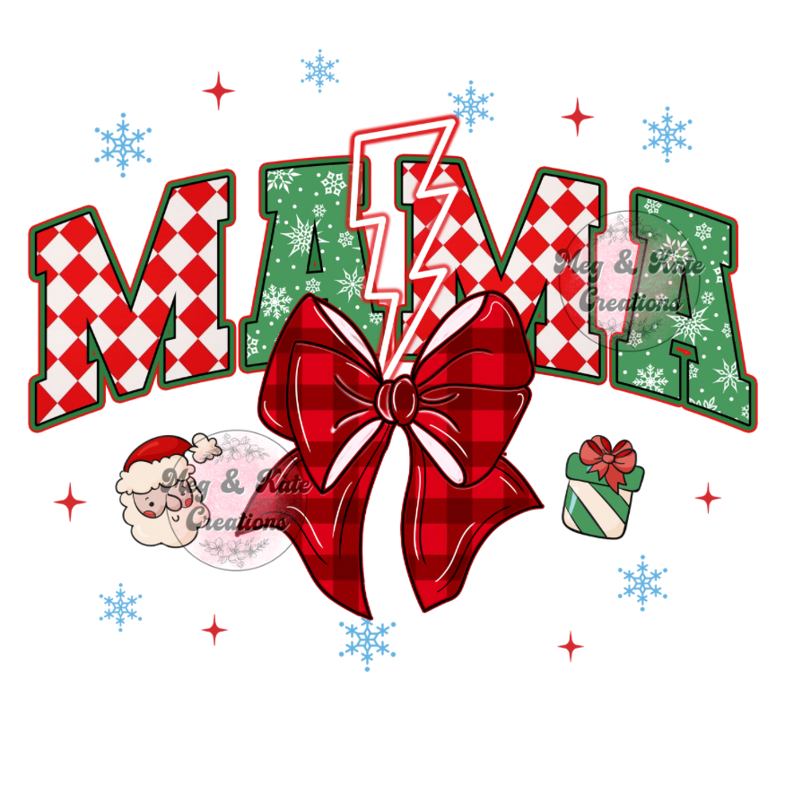 Checkered Christmas MAMA DTF TRANSFER