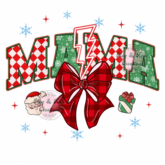 Checkered Christmas MAMA DTF TRANSFER