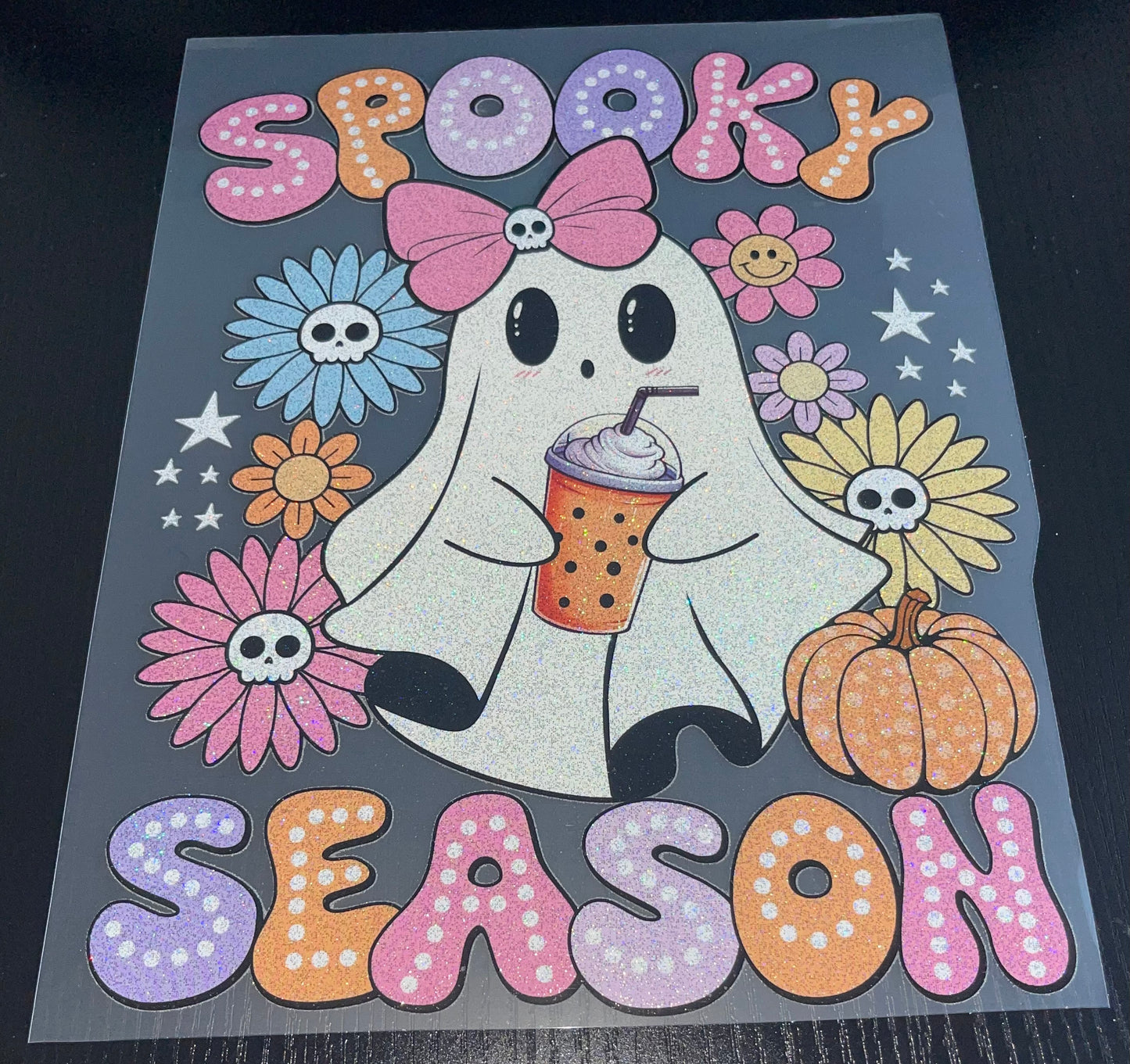 Spooky Season Ghost Drink Glitter Screen Print