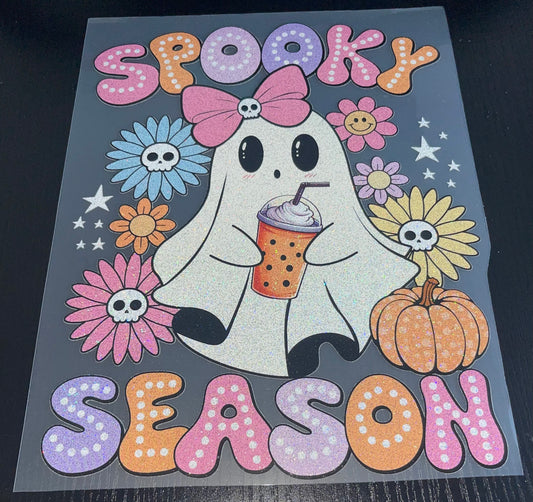 Spooky Season Ghost Drink Glitter Screen Print