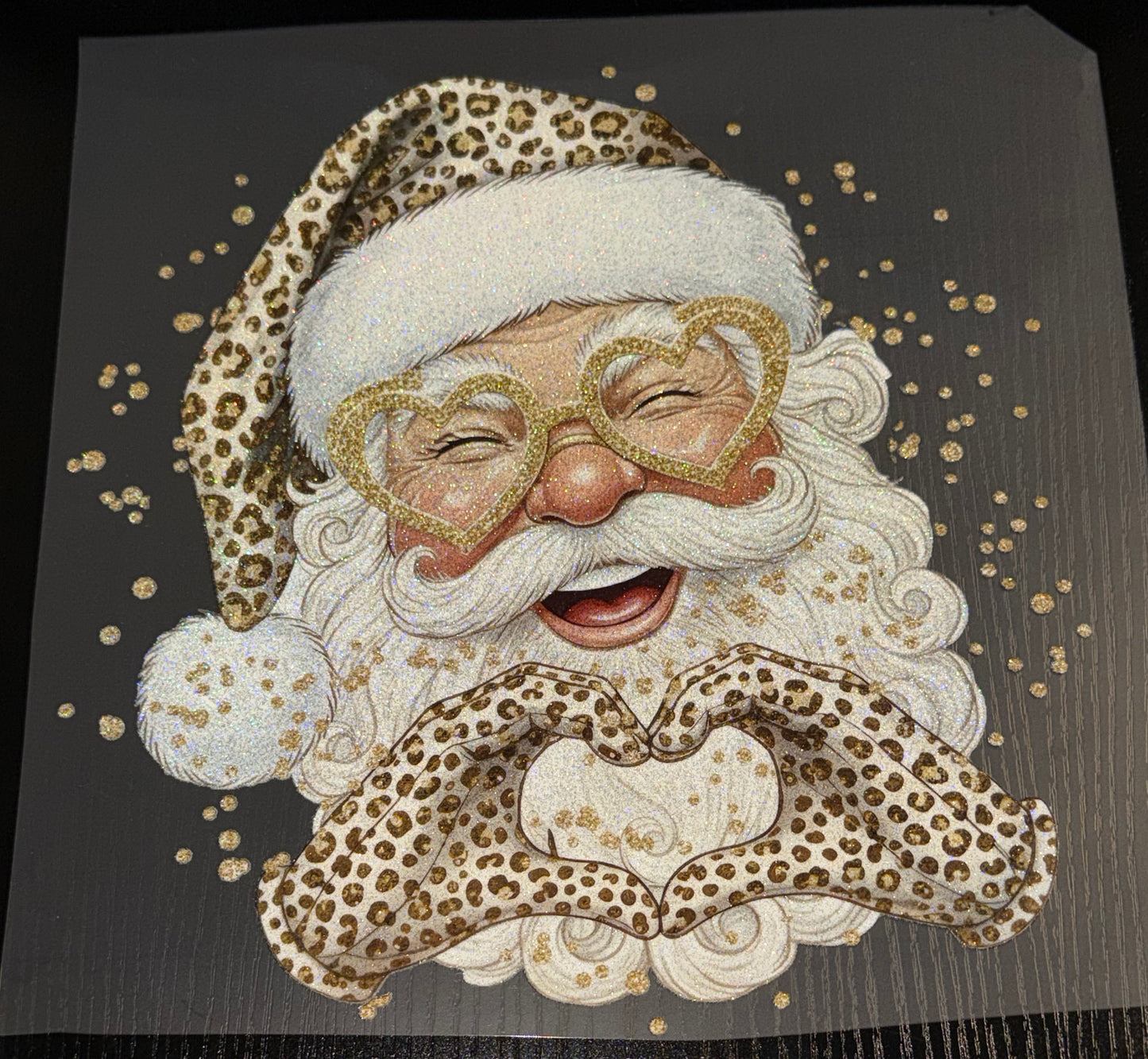 Cheetah Santa Glitter Screen Print