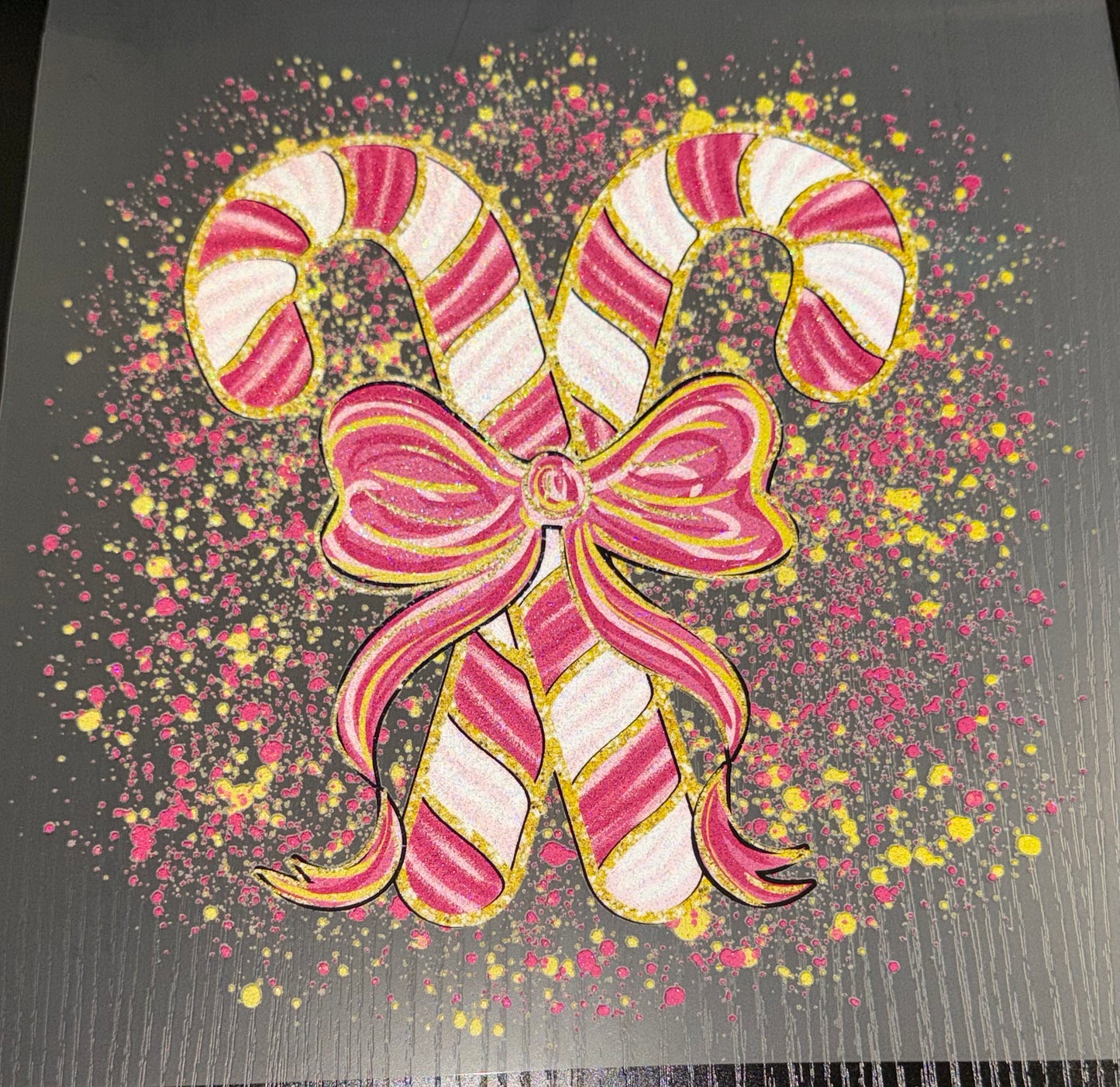 Pink Candy Cane Glitter Screen Print