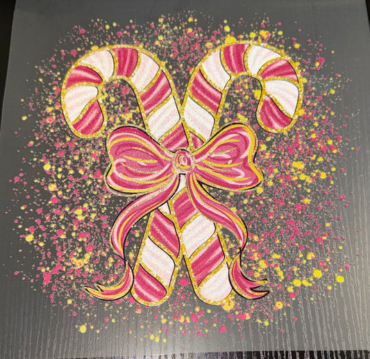 Pink Candy Cane Glitter Screen Print