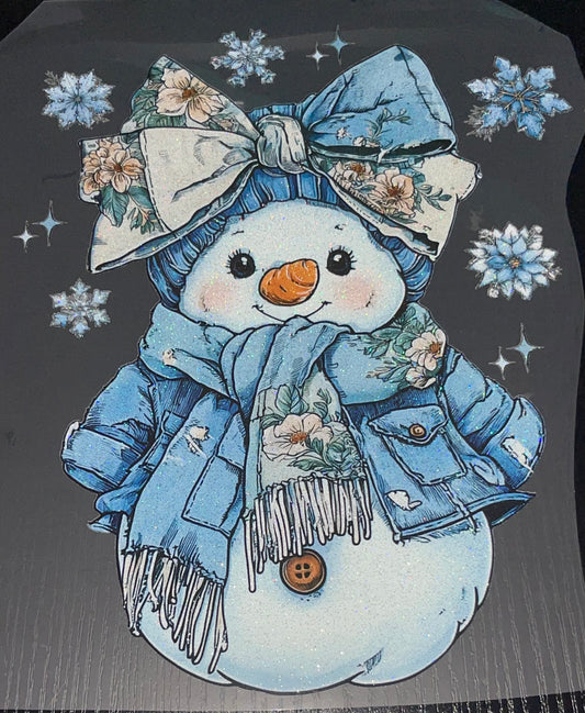 Denim Snowgirl Glitter Screen Print