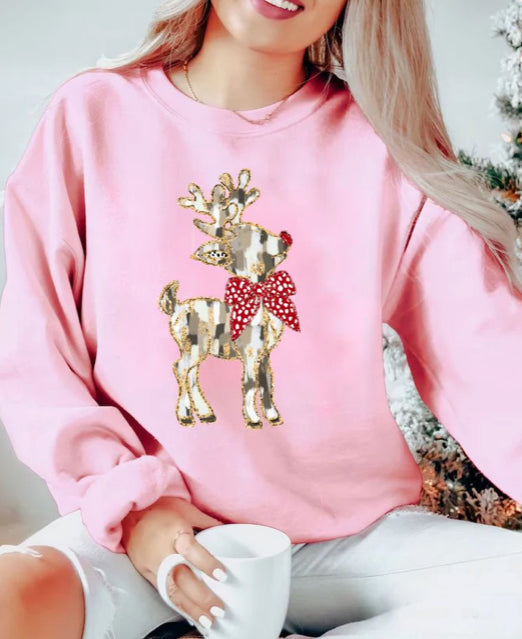 Watercolor Reindeer Glitter Screen Print