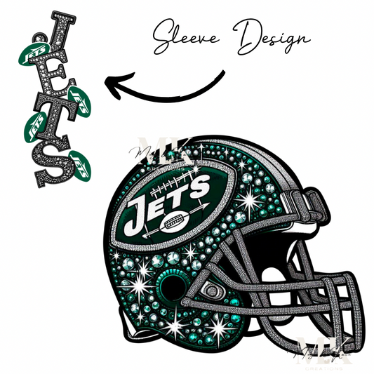 Jets rhinestone w/ sleeve  DTF TRANSFER