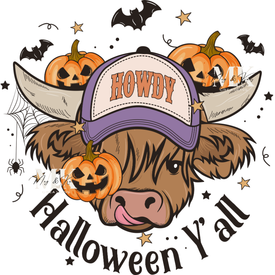 Halloween Y'all Cow DTF TRANSFER