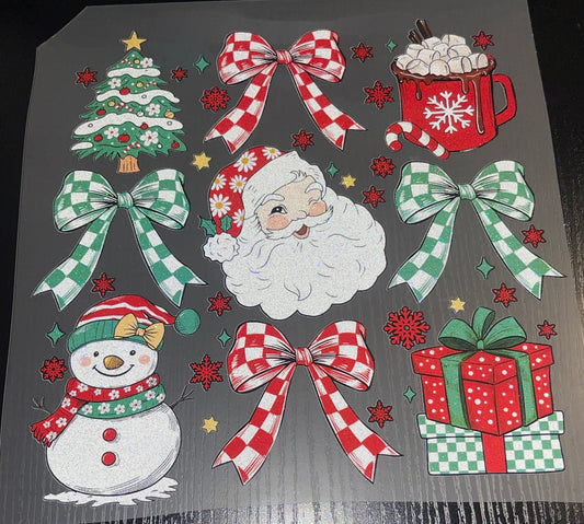 Santa Checkered Coquette Glitter Screen Print