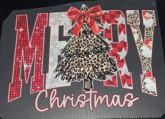 Merry Silver & Red Glitter Screen Print