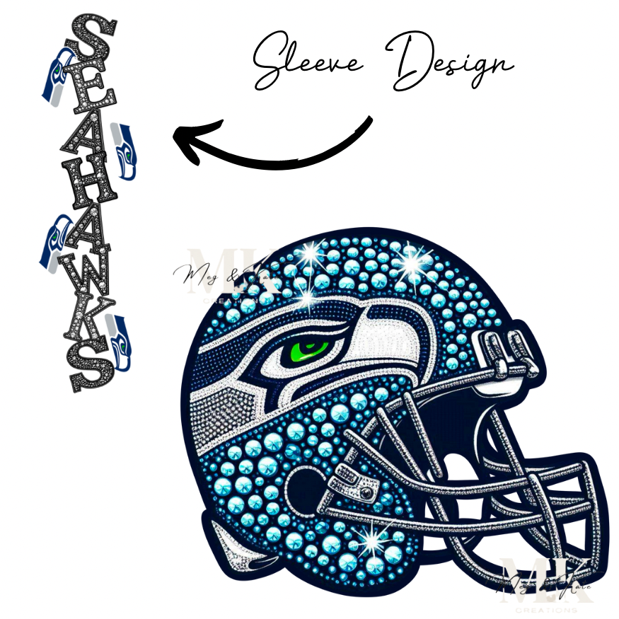 Seahawks rhinestone w/ sleeve  DTF TRANSFER