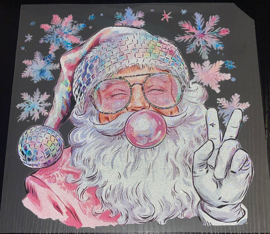 Bubble Gum Santa Glitter Screen Print