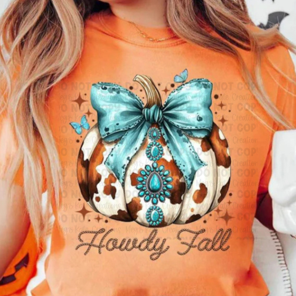 *PREORDER* Turquoise Howdy Fall Glitter Screen Print