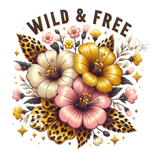 Wild & Free #2 (Pink and Gold Floral) DTF TRANSFER