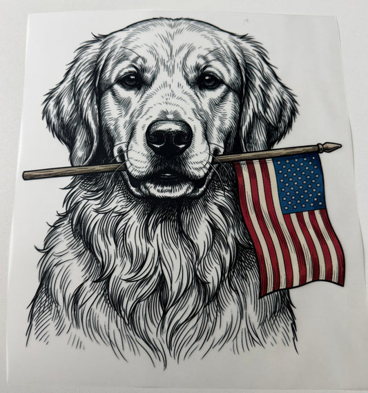 USA Flag Dog DTF Transfer