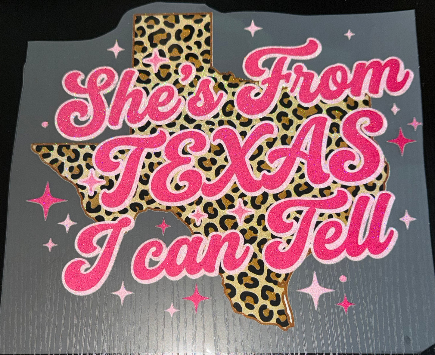 Pink She’s From Texas Glitter Screen Print