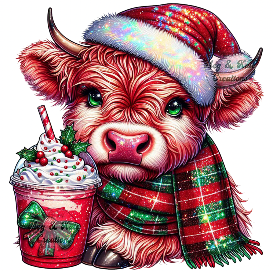 Red Christmas Baby Cow DTF TRANSFER