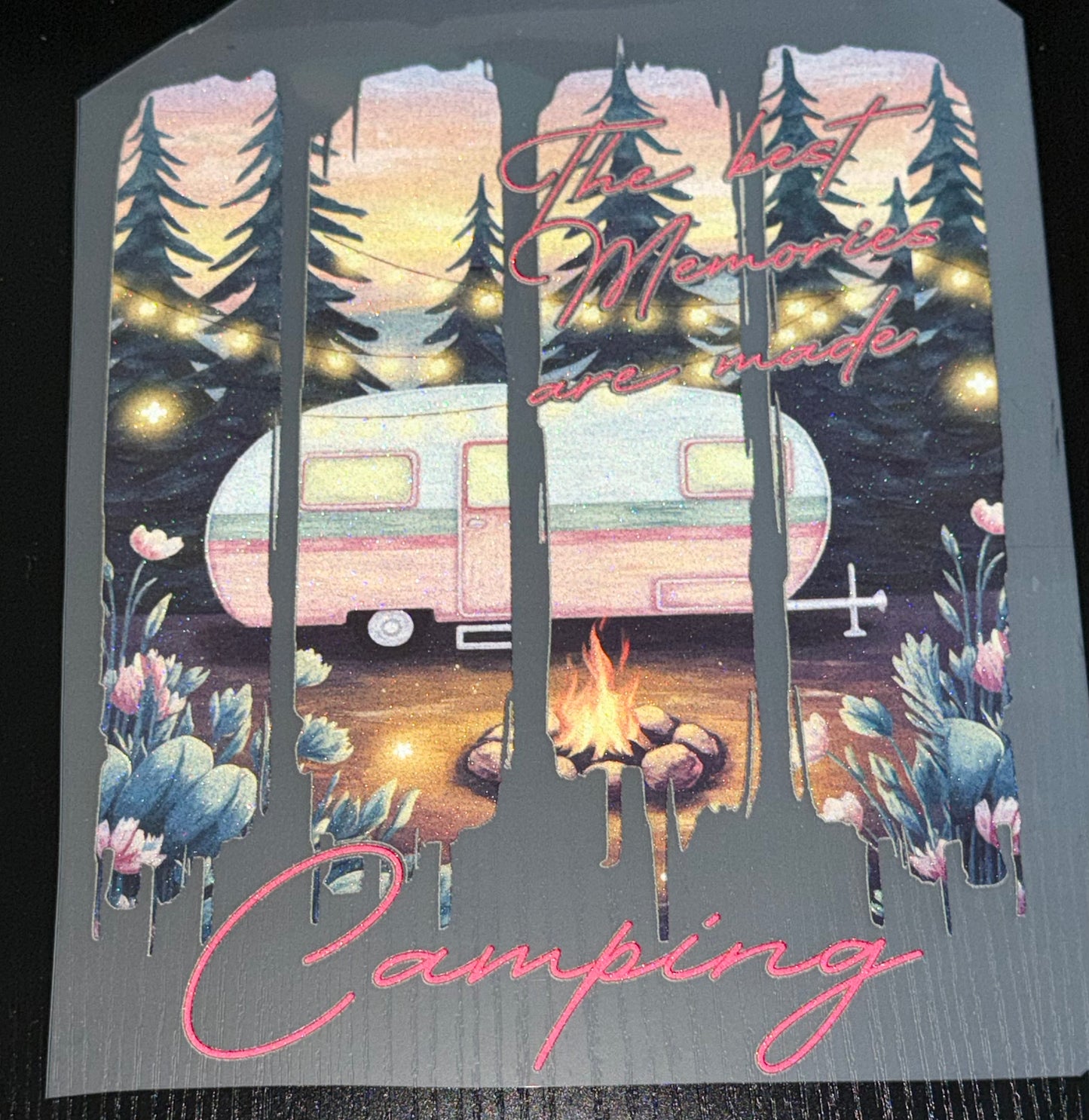 Camping Glitter Screen Print