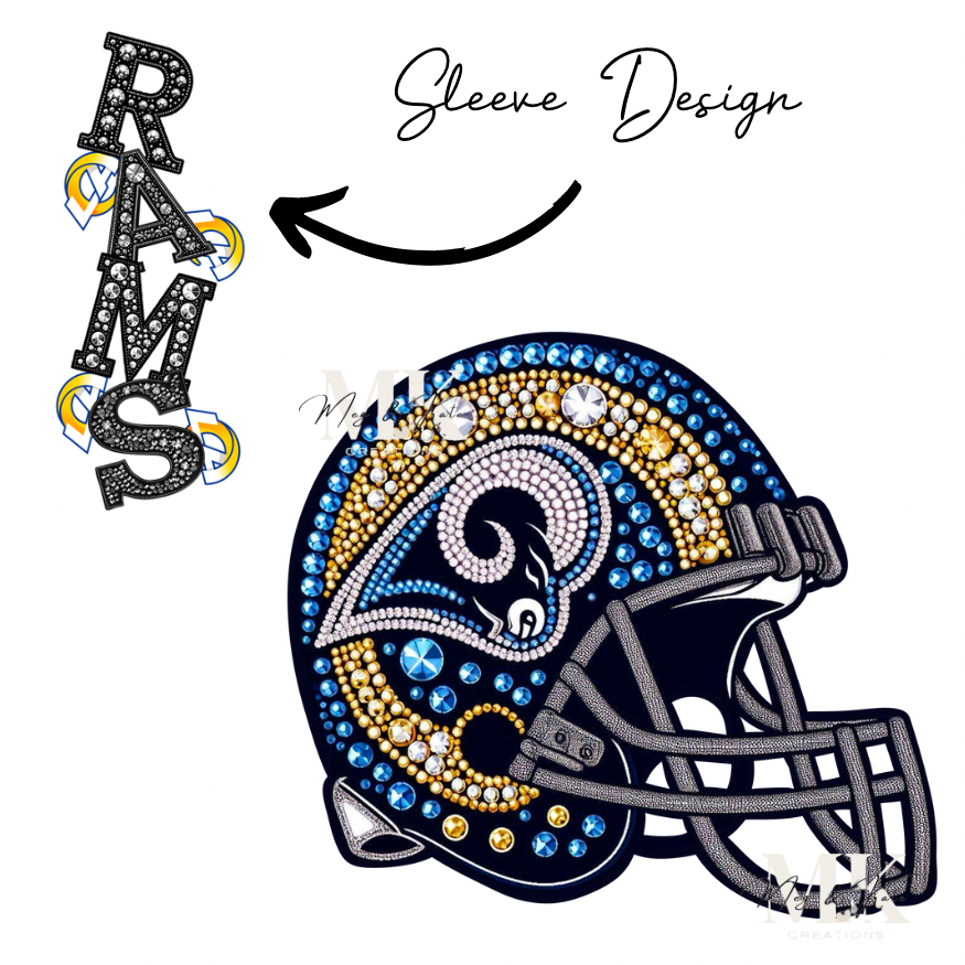 Rams rhinestone w/ sleeve  DTF TRANSFER