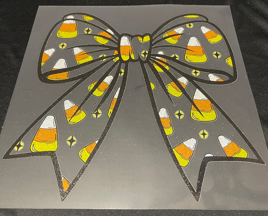 Candy Corn Bow Glitter Screen Print