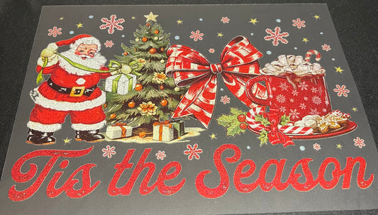 Santa Tis the Season Glitter Screen Print