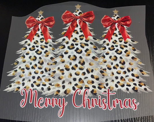Leopard Christmas Trees Glitter Screen Print