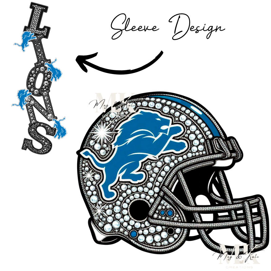 Lions rhinestone w/ sleeve  DTF TRANSFER