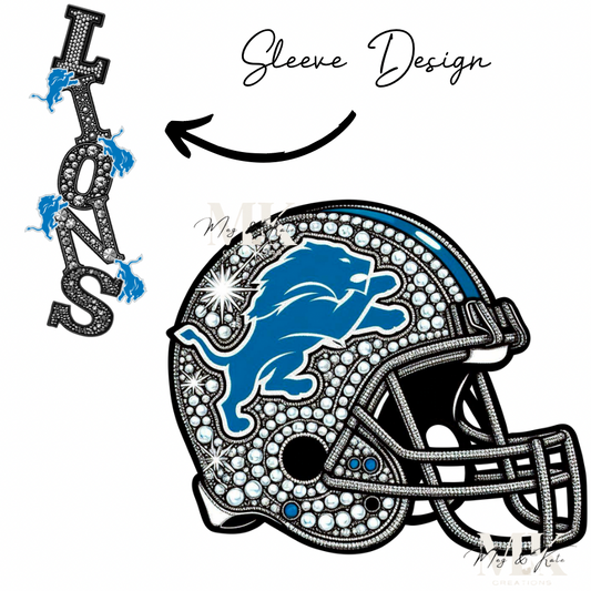 Lions rhinestone w/ sleeve  DTF TRANSFER