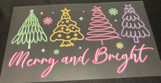 Merry & Bright Neon Glitter Screen Print