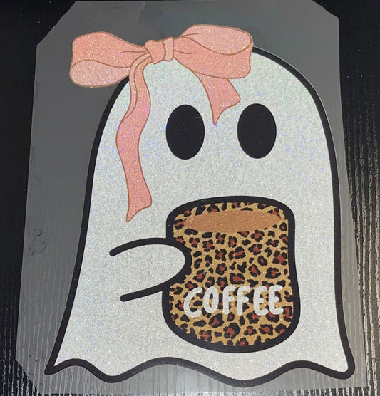 Coffee Ghost Glitter Screen Print