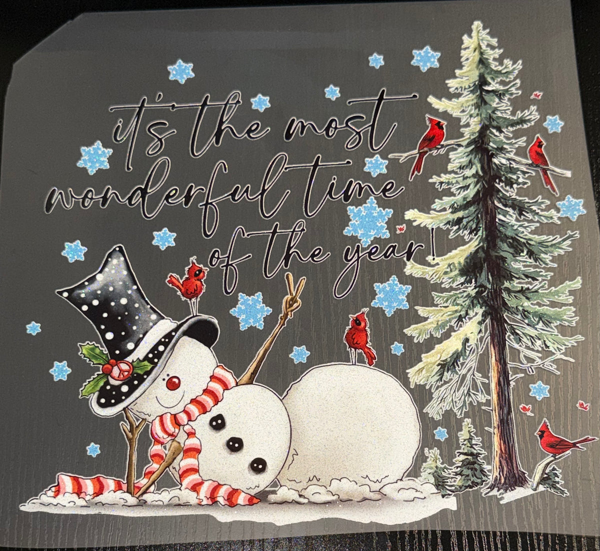 Most Wonderful Time Snowman Glitter Screen Print