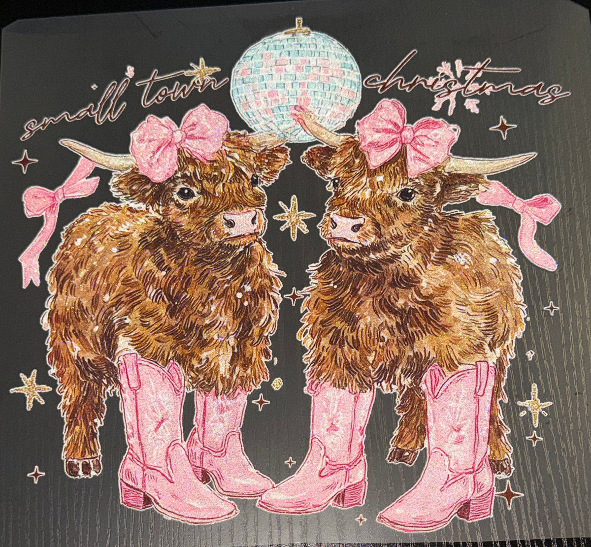 Small Town Christmas Glitter Screen Print