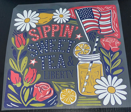 Sippin Sweet Tea & Liberty Glitter Screen Print