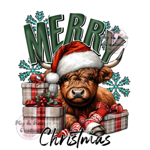 Merry Christmas Cow DTF TRANSFER