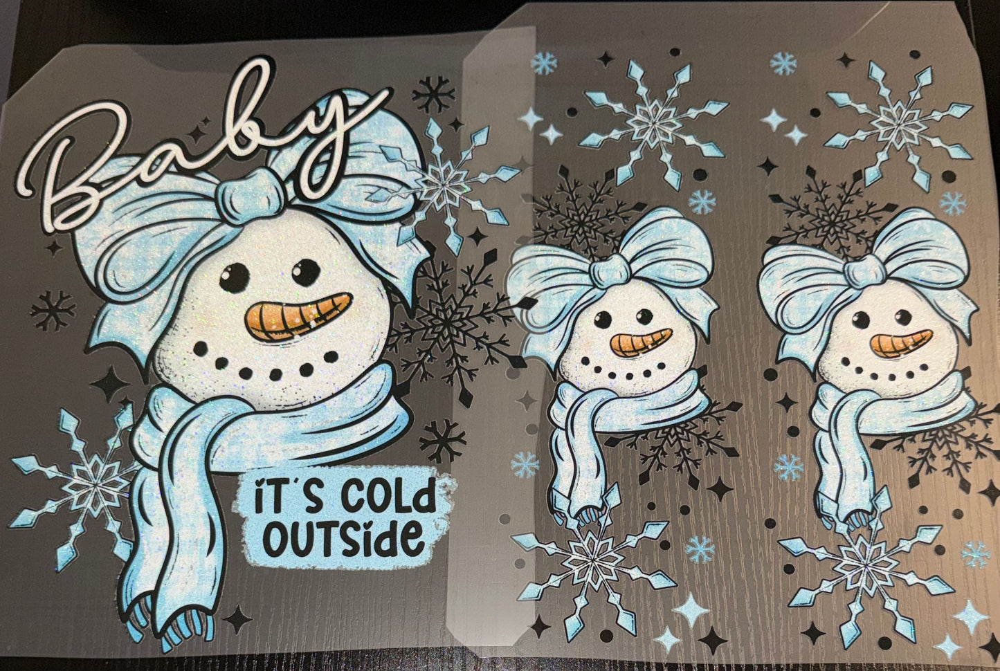 Baby It’s Cold Outside with Sleeve Set Glitter Screen Print