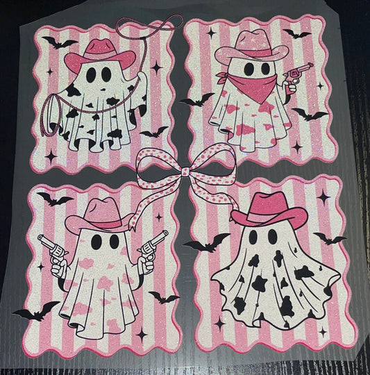 Pink Western Ghosts Glitter Screen Print