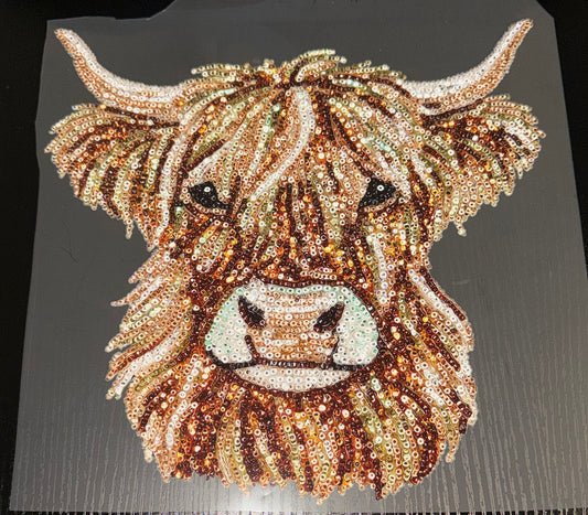 Sequin Highland Cow Glitter Screen Print