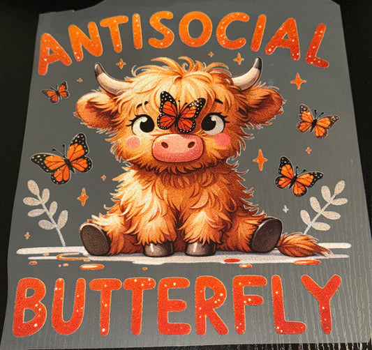 Antisocial Butterfly Glitter Screen Print