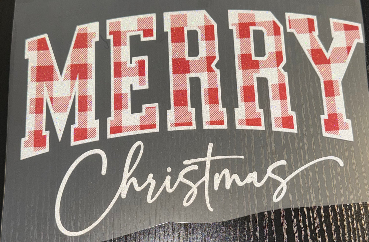 Red and White Merry Glitter Screen Print