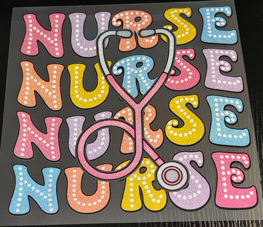 Nurse Stacked Glitter Screen Print