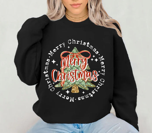 Merry Christmas Circle Glitter Screen Print
